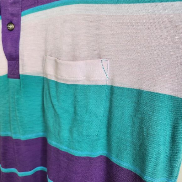 Chip Beck Short Sleeve Striped Pocket Polo Shirt Men's Large 0923 - Picture 7 of 9